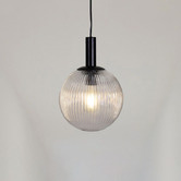 Zander Lighting Salween Steel &amp; reeded Glass Pendant Light