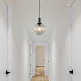 Zander Lighting Salween Steel &amp; reeded Glass Pendant Light