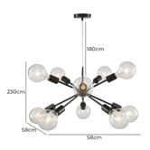 Zander Lighting Black Lugo Metal 10 Light Pendant