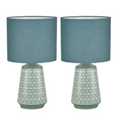 Zander Lighting 45cm Turkana Ceramic &amp; Cotton Table Lamps
