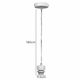 Zander Lighting Parti Hanging Light Fixture in White Metal with Clear Cord