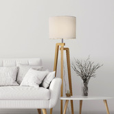 Zander Lighting Alba Wooden Tripod Floor Lamp