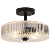 Zander Lighting Chesterton Black Metal 2-Light Semi-Flush Ceiling Light