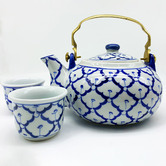 Bouquet House 3 Piece Blue &amp; White Altan Tea Set