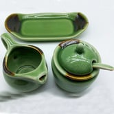Bouquet House 3 Piece Celadon Ceramic Milk &amp; Sugar Jar Set
