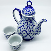 Bouquet House 3 Piece Antique Blue &amp; White Tea Set