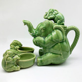 Bouquet House 3 Piece Elephant Celadon Ceramic Tea Set