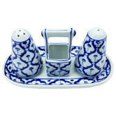 Bouquet House 4 Piece Blue &amp; White Salt &amp; Pepper Shaker Set