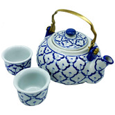 Bouquet House 3 Piece Blue &amp; White Altan Tea Set