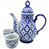 Bouquet House 3 Piece Antique Blue &amp; White Tea Set