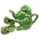 Bouquet House 3 Piece Elephant Celadon Ceramic Tea Set