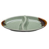 Bouquet House Pharrell Green 2 Portion Oval Ceramic Serving Plate