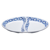 Bouquet House Pavel Blue 2 Portion Oval Ceramic Serving Plate