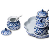 Bouquet House 5 Piece Blue Ceramic Condiment Jar Set