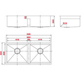Sterling Calibre 920mm Undermount Double Stainless Steel Kitchen Sink