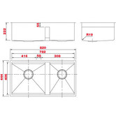 Sterling Calibre 820mm Undermount 1 &amp; &frac34; Stainless Steel Kitchen Sink