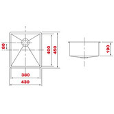 Sterling Calibre 430mm Undermount Single Stainless Steel Kitchen Sink