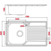 Sterling Prestige 790mm Flushmount Single Kitchen Sink with Right Drainer