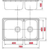 Sterling Prestige 790mm 1 &amp; &frac12;  Stainless Steel Right Hand Kitchen Sink