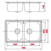 Sterling Prestige 790mm Flushmount Double Stainless Steel Kitchen Sink
