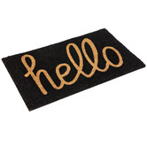 Home &amp; Lifestyle Black Hello Coir Doormat