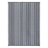 Home &amp; Lifestyle Navy &amp; White Fresno Chevron Power-Loomed Indoor/Outdoor Rug