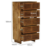 Home &amp; Lifestyle Xerxes 5 Drawer Mango Wood Tallboy