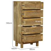 Home &amp; Lifestyle Titus 5 Drawer Mango Wood Tallboy