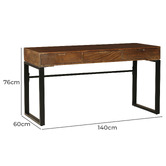 Home &amp; Lifestyle Kerry 3 Drawer Mango Wood Desk