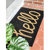 Home &amp; Lifestyle Black Hello Coir Doormat