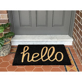 Home &amp; Lifestyle Black Hello Coir Doormat
