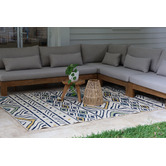 Home &amp; Lifestyle White Mendoza Geometric Outdoor Rug