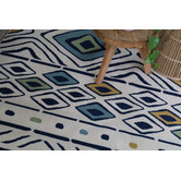 Home &amp; Lifestyle White Mendoza Geometric Outdoor Rug