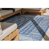 Home &amp; Lifestyle Pearl Blue Floral Power-Loomed Indoor/Outdoor Rug