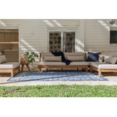 Home &amp; Lifestyle Pearl Blue Floral Power-Loomed Indoor/Outdoor Rug