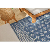 Home &amp; Lifestyle Pearl Blue Floral Power-Loomed Indoor/Outdoor Rug