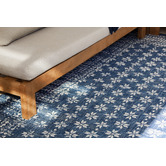 Home &amp; Lifestyle Pearl Blue Floral Power-Loomed Indoor/Outdoor Rug
