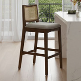 Home &amp; Lifestyle Walnut &amp; Beige 74cm Ayaka Acacia Wood Bar Stool