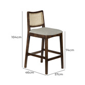 Home &amp; Lifestyle Walnut &amp; Beige 74cm Ayaka Acacia Wood Bar Stool