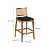 Home &amp; Lifestyle Natural &amp; Black 74cm Ayaka Acacia Wood Bar Stool