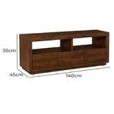 Home &amp; Lifestyle Quinn 3 Drawer Mango Wood TV Unit