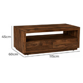 Home &amp; Lifestyle Quinn 2 Drawer Mango Wood Coffee Table