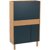 Innova Studio Blue &amp; Natural Barry Wall-Mounted Study Desk