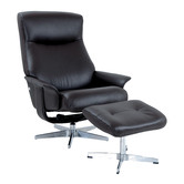 Lennox Home Living Black Margot Leather Adjustable Recliner with Footstool