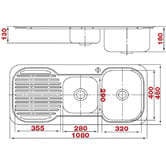 Vanity Fair Lanco 1080mm 1 &amp; &frac34; Stainless Steel Kitchen Sink with Left Drainer