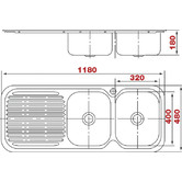 Vanity Fair Lanco 1180mm Double Stainless Steel Kitchen Sink with Left Drainer