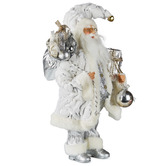Enchanted &amp; Evergreen Aspen White &amp; Silver Santa Claus Ornament