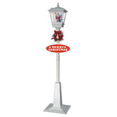 Enchanted &amp; Evergreen White Cassiel Santa Christmas Lamp Post