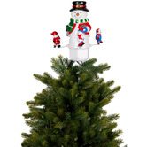Enchanted &amp; Evergreen Snowman with Rotating Figures Christmas Tree Topper