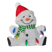 Enchanted &amp; Evergreen Sitting Snowman LED Christmas Decoration